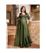 Mgiacy plus size V-neck lace embroidery Mosaic satin cloth hand-folded long - Image 2