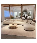 Beige Minimalist Velvet Curved Sofa Set Multi-seat S-shape Abnormity Booth