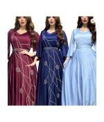 Eid Muslim Dress Women Abaya Diamond Lace-up Party Dresses - Image 2