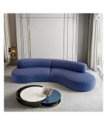 Beige Minimalist Velvet Curved Sofa Set Multi-seat S-shape Abnormity Booth - Image 2