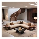 New Chinese light luxury solid wood L-shaped corner sofa black walnut simple