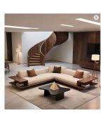 New Chinese light luxury solid wood L-shaped corner sofa black walnut simple
