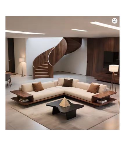 New Chinese light luxury solid wood L-shaped corner sofa black walnut simple