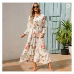 Women Maxi Dresses Sping Autumn Bohemian Casual Full Sleeve High