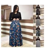 New flower print color blocked long sleeved dress for 2025 - Image 2