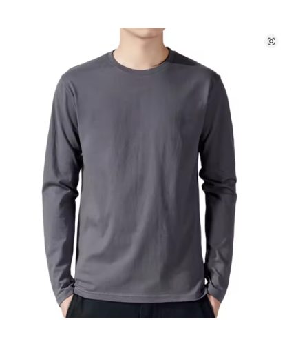 T Shirt For Men Cotton Long Sleeve T-shirts Solid Color Men's Clothing
