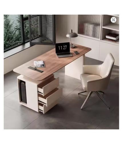 Modern Fashion Wooden Rounded Corner Desk with Drawer Storage Cabinet,computer desk