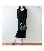 MEETCC Women's 100% Merino Wool Mid Calf Length Sweater Dress - Image 2