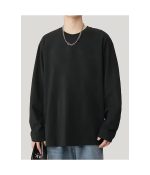 Men's Heavyweight Cotton Long Sleeved T-shirt Solid Color - Image 2