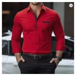 Men's long sleeved shirt, men's slim fit business casual formal shirt