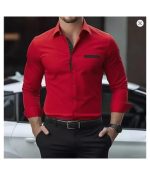 Men's long sleeved shirt, men's slim fit business casual formal shirt