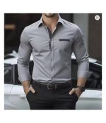 Men's long sleeved shirt, men's slim fit business casual formal shirt - Image 2