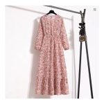 Spring Summer Women Maxi Dresses Casual Full Sleeve Floral Printed O-neck Woman