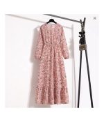 Spring Summer Women Maxi Dresses Casual Full Sleeve Floral Printed O-neck Woman