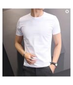 Men T-shirts White Black Short Sleeve Loose Round Neck Bottoming Shirts