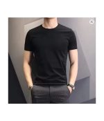 Men T-shirts White Black Short Sleeve Loose Round Neck Bottoming Shirts - Image 2