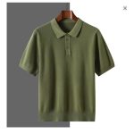 Summer 100% merino wool men's lapel pullover short