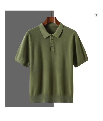 Summer 100% merino wool men's lapel pullover short