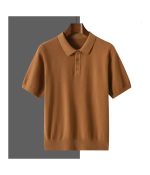 Summer 100% merino wool men's lapel pullover short - Image 2