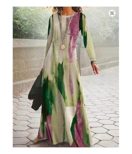Graffiti Printed Elegant Dresses For Women Casual Long Sleeve Dresses Y2K
