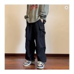 Streetwear 2024 Spring Harem Casual Pants Men Elastic Waist Solid Color Cargo Pants