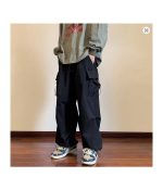 Streetwear 2024 Spring Harem Casual Pants Men Elastic Waist Solid Color Cargo Pants