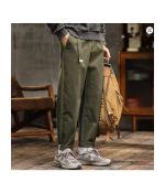 HIQOR High Quality Man Retro Cargo Pants Cotton Men's Casual Loose Fit