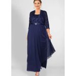 Plus Size Dress for Women's Evening Sequined Chiffon Pleated A-Line Wedding